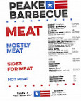 Peake Barbecue menu