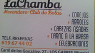 Merendero La Chamba menu