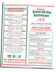 Green Garden Restaurant menu
