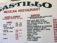 Castillo menu
