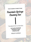 Fountain Springs Country Inn menu