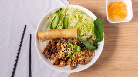 B8. Grilled Chicken Shrimp Wrapped In Sugar Cane On Vermicelli Bun Ga Nuong Chao Tom