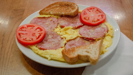 Salami Eggs With Toast