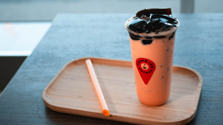 109. Thai Red Milk Tea With Grass Jelly