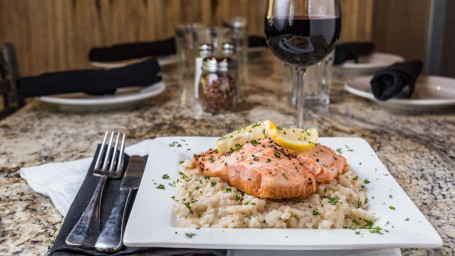 Grilled Salmon With Parmesan Risotto