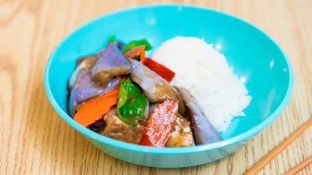 Basil Eggplant Rice Plate