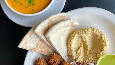 Falafel Platter Soup Combo (Gf W/ Corn Chips V)