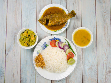 Bhetki Fish Meal(Served With Rice Dal Veg Sabji Meat(1 Pc) Salad)