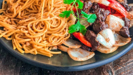 Garlic Noodles With Shaken Beef