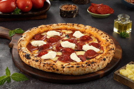 Naples Pepperoni Pizza With Burrata Cheese