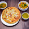 2 Paneer Paratha Channa Masala or Aloo Dum Chutney or Pickle