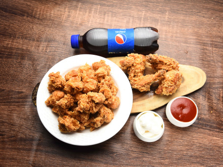 Hot Wings (2 Pcs) Popcorn Fried Chicken Cold Drink (300 Ml)