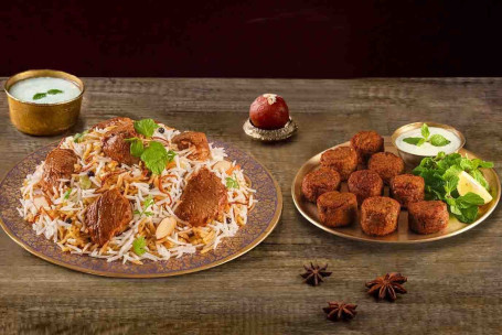 Hyderabadi Mouton Biryani (Épicé Dum Gosht, Pour 1) Murgh Kefta (9Pcs)