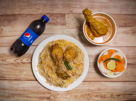 (1Pc) Chicken In Chicken Biryani (1Pc) Chicken Chaap Salad Thumsup (250Ml)