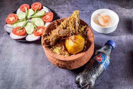 Mutton Handi Biryani Salad Raita Cold Drinks