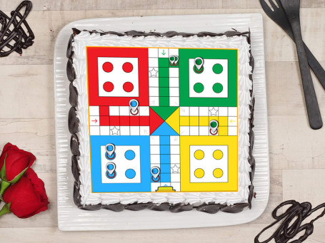 Square Shaped Ludo Vanilla Poster Cake