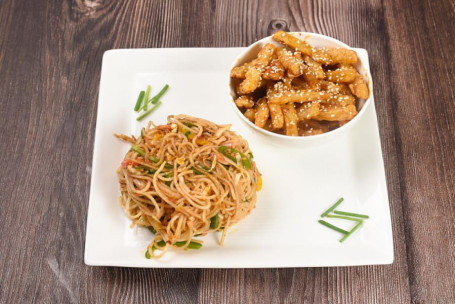 Chilli Garlic Noodles/Rice With Honey Chilli Potato