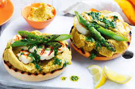 Avocado Hummus Asparagus Bagel