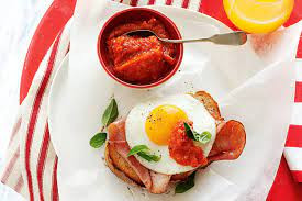 Fried Ham Egg With Spice Homemade Relish