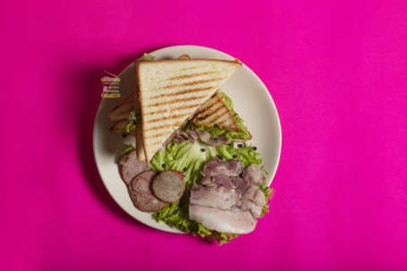 Pork Ham Cheese With Pork Salami Club Sandwich