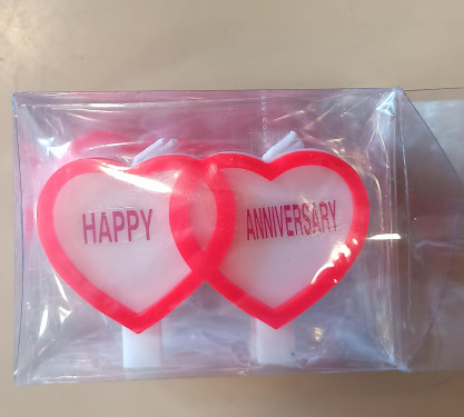 Double Heart Happy Anniversary Candle