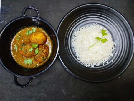 Egg Curry [2 Eggs] With Chawal