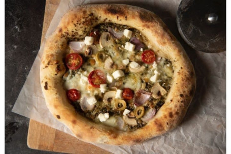 Pesto Feta And Veggie Sourdough Pizza