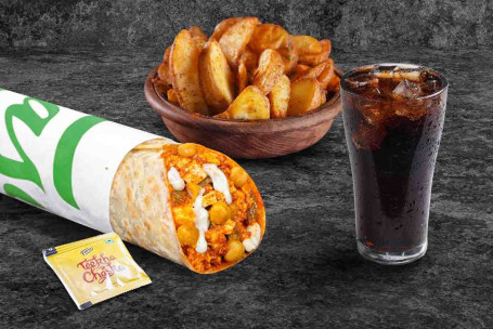 (1 Portion) Chole Paneer Wrap Wedges Thums Up Repas