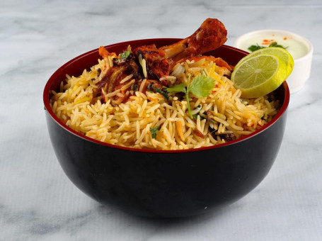 Chicken Hyderabadi Dum Biryani With Shorba Curry And Raita