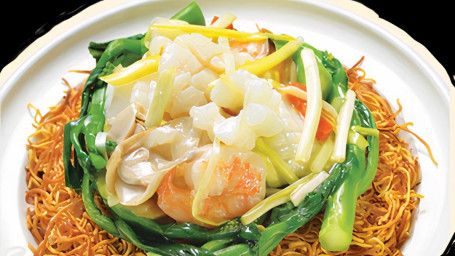 708. Hǎi Xiān Liǎng Miàn Huáng Pan Seared Crispy Noodle With Mixed Seafood