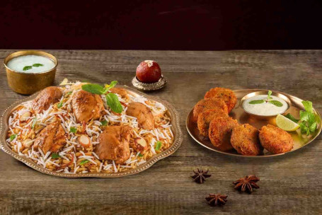 Hyderabadi Poulet Biryani (Épicé Lazeez Bhuna Murgh, Pour 2 Personnes) Murgh Haleem Kebab (6Pcs)