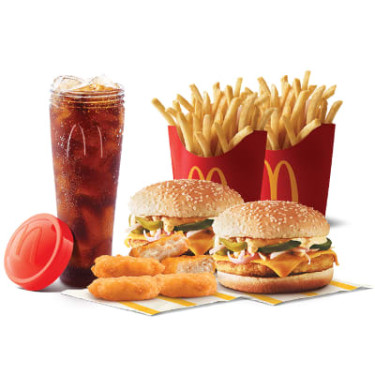 2 Grilled Chicken Cheese Burger Chicken Mcnuggets 6 Pc 2 Frites (L) Coke