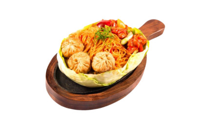Fried Chicken Dimsum With Fiery Noodle Sizzlers