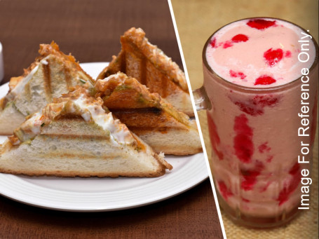 Paneer Mayo Sandwich Strawberry Shake