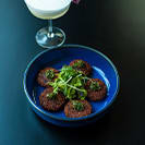 Beetroot Falafel, Salsa Verde (Vegan)