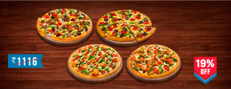 Repas Pour 4: Veg Core Pizza Combo Loaded