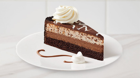 Chocolate Tuxedo Cheesecake Slice