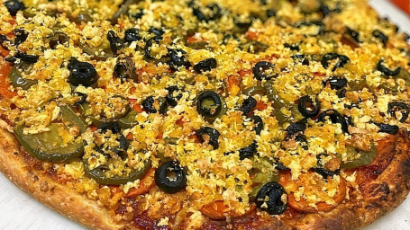 Vegan Pepperoni With Jalapeños Olive Pizza
