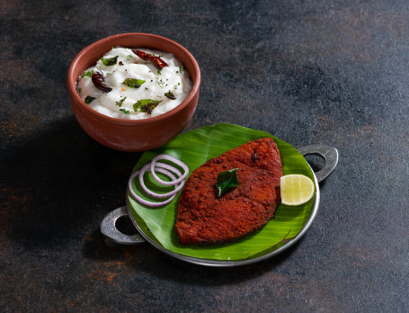 Curd Rice With Vanjaram Fry