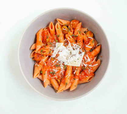 Pasta Arrabiata With Chicken Garlic Bread