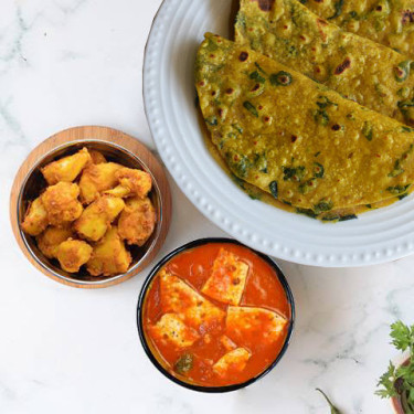 Papad Ki Sabzi, Aloo Gobhi, Thepla Thali