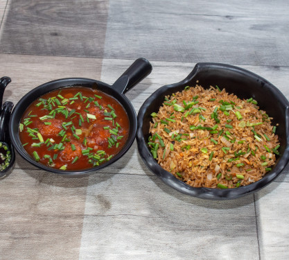 Veg Fried Rice With Manchurian Gravy Combo