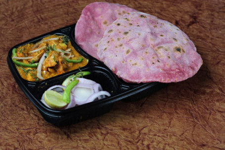 Chicken Tikka Masala With Beetroot Roti And Daily Diet Salad Thali