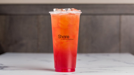 Strawberry Peach Tea With Aiyu Jelly (Large) Ài Yù Cǎo Méi Táo Zi Chá