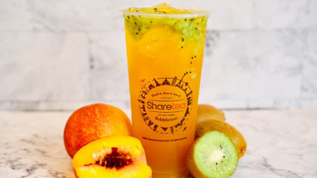 Kiwi Peach Tea With Aiyu Jelly (Large) Ài Yù Qí Yì Guǒ Táo Zi Chá