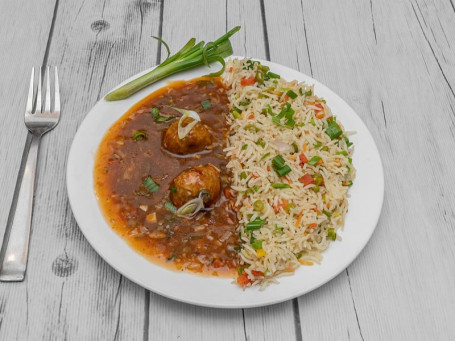 Veg Manchurian Gravy And Fried Rice