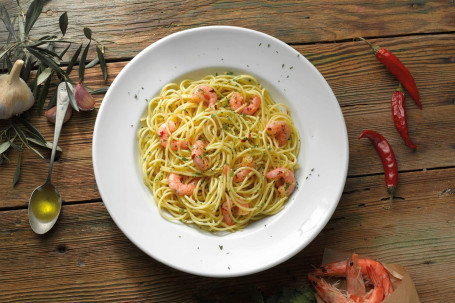Spaghetti Peperoncino Con Langostinos