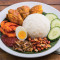Pappa Special Nasi Lemak Dishes With Curry Chicken And Sambal Prawns
