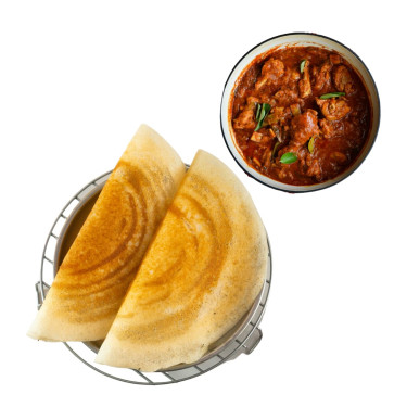 Dosa With Varatharacha Kozhi Curry