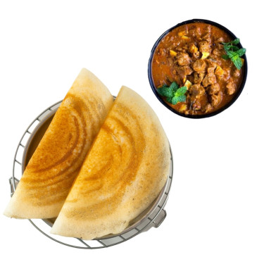 Dosa With Varatharacha Beef Curry